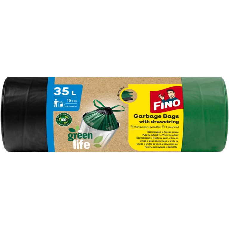FINO Pungi pentru gunoi GREEN LIFE cu snur 35L 15buc. - LaMiCasa