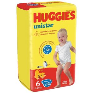 Scutece Huggies Unistar 6 (15-30kg) 12 buc - LaMiCasa