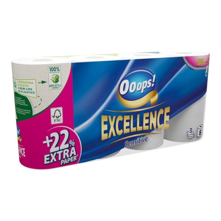 Hartie igienica Ooops Excellence Sensitive 3 str., 8 role - LaMiCasa