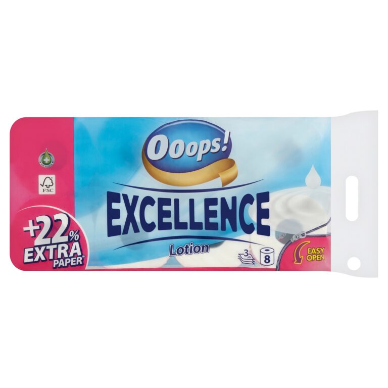 Hartie igienica Ooops Excellence Lotion 3 str., 8 role - LaMiCasa