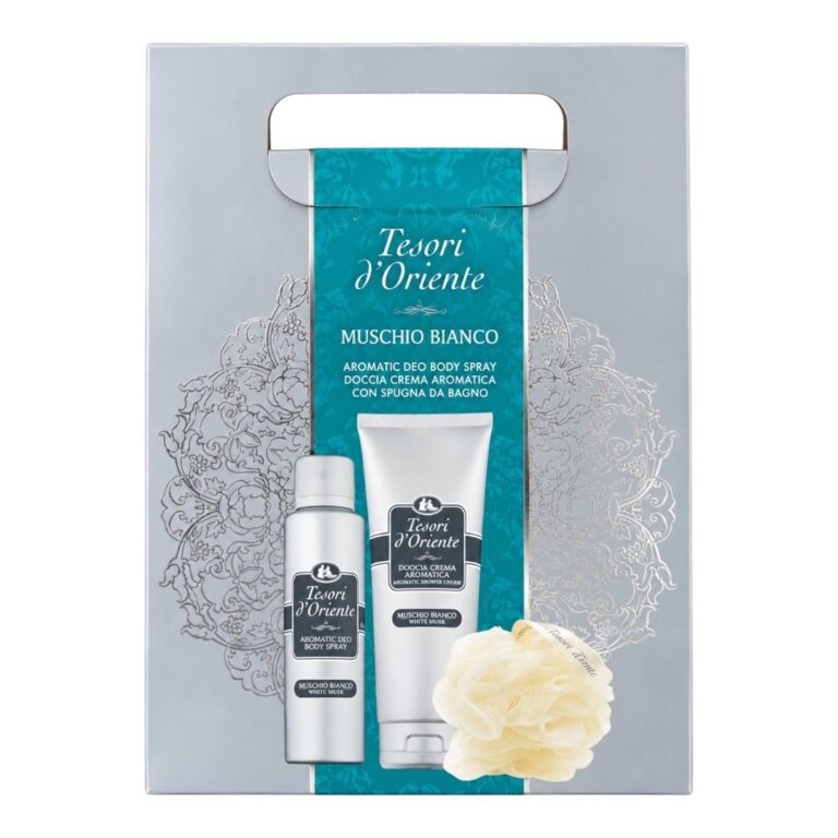 Set Tesori d’Oriente Muschio Bianco Gel de dus&Deo Spray&Burete de baie - LaMiCasa